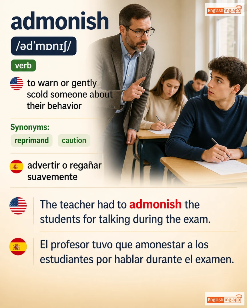 Admonish: English vocabulary meaning and example