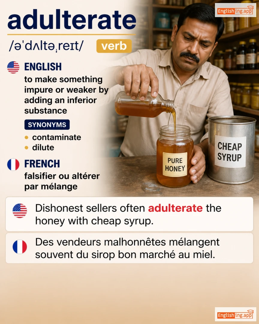 Adulterate: English vocabulary meaning and example