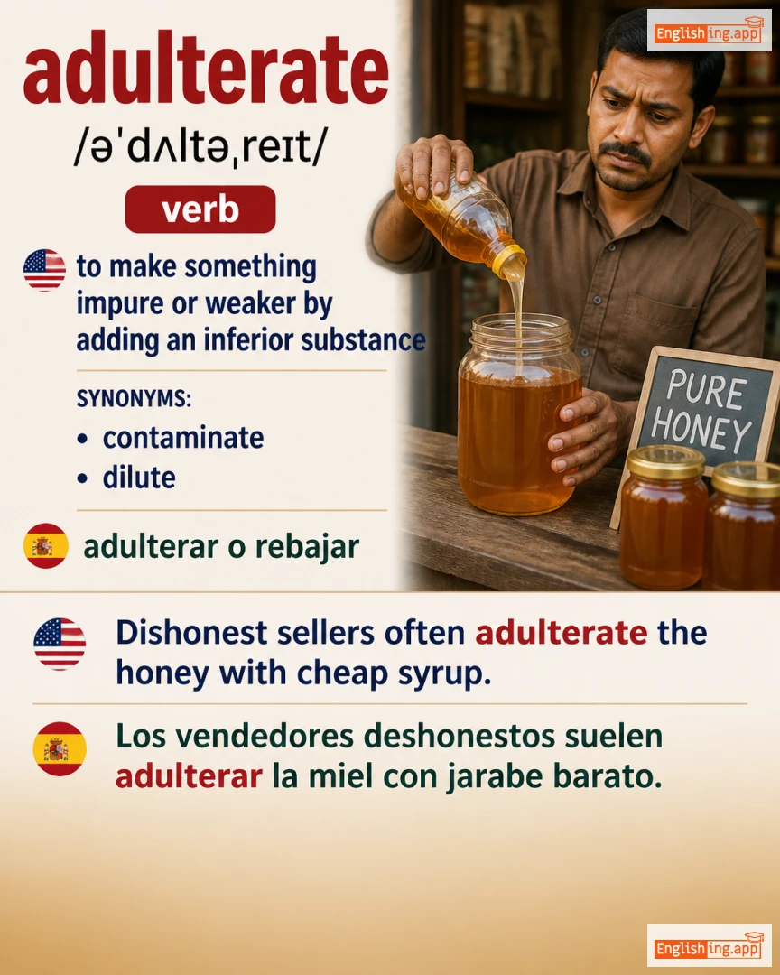 Adulterate: English vocabulary meaning and example