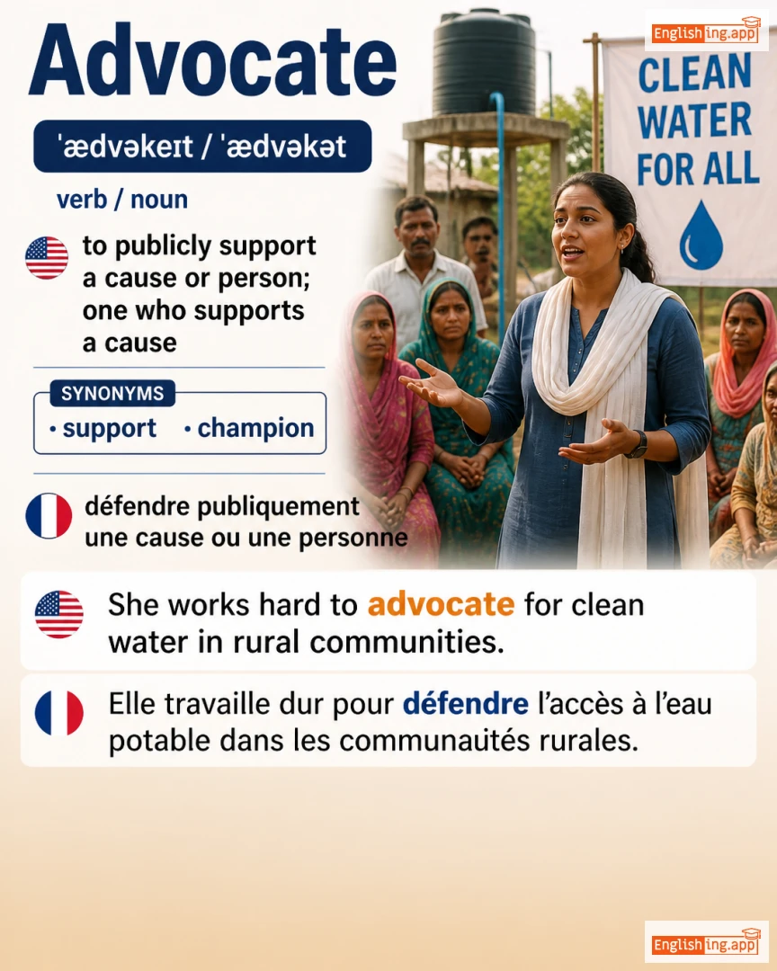 Advocate: English vocabulary meaning and example