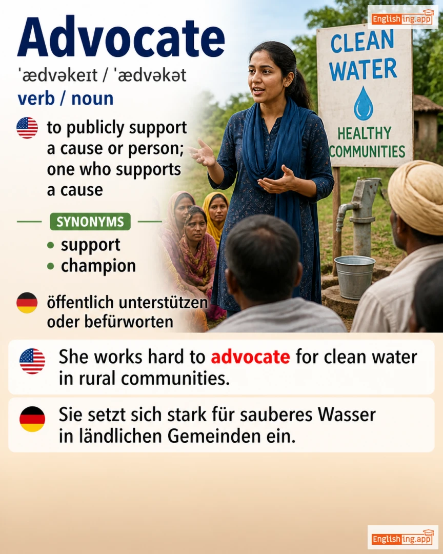 Advocate: English vocabulary meaning and example