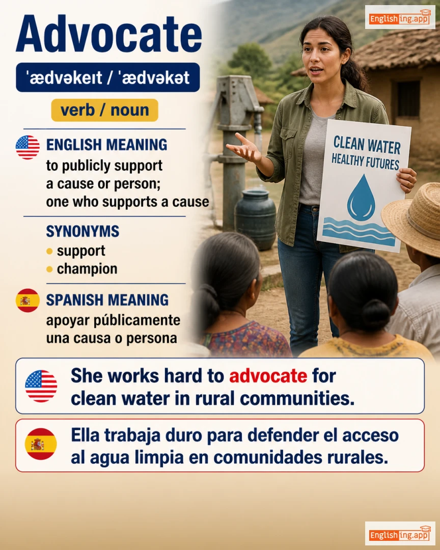 Advocate: English vocabulary meaning and example