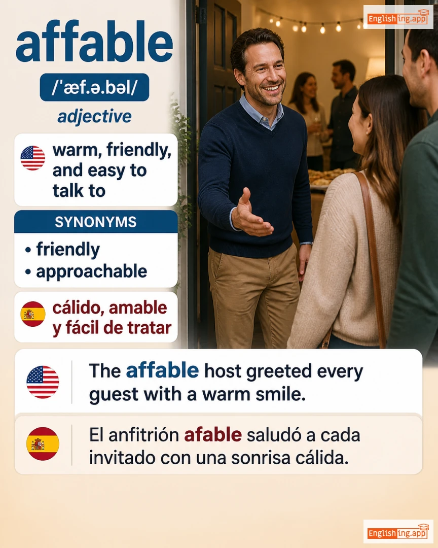 Affable: English vocabulary meaning and example