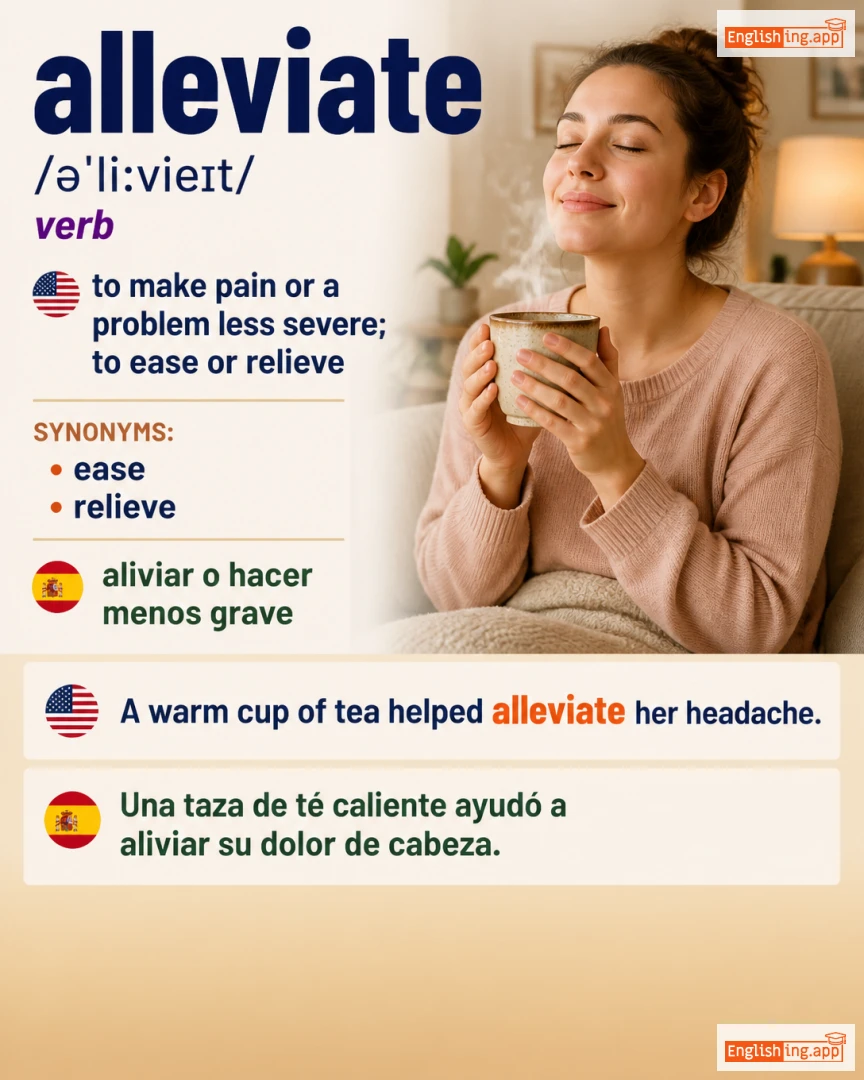 Alleviate: English vocabulary meaning and example