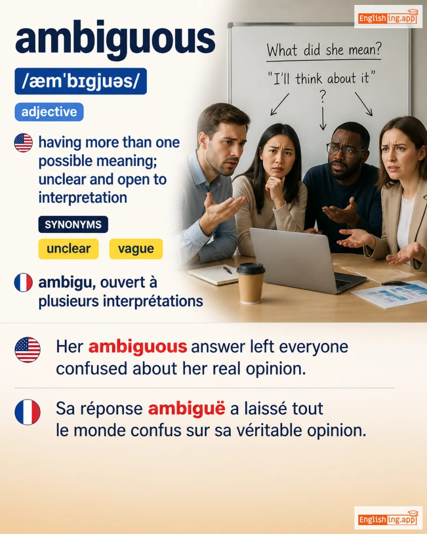 Ambiguous: English vocabulary meaning and example
