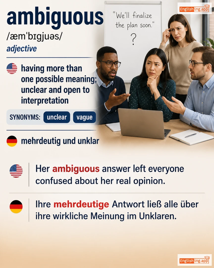 Ambiguous: English vocabulary meaning and example