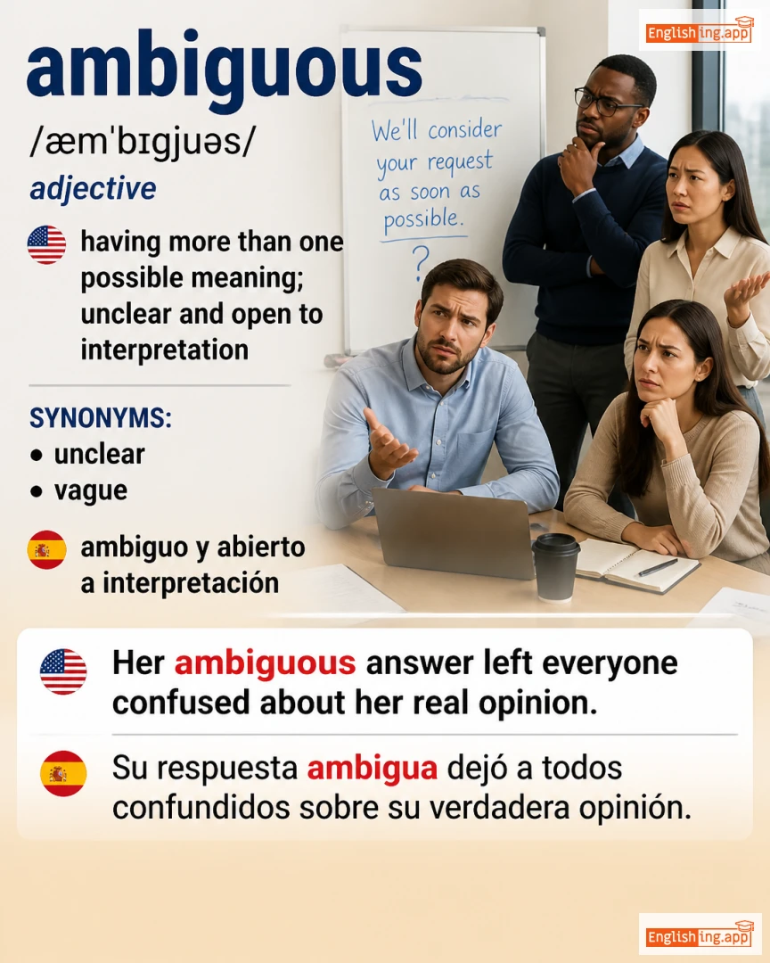Ambiguous: English vocabulary meaning and example