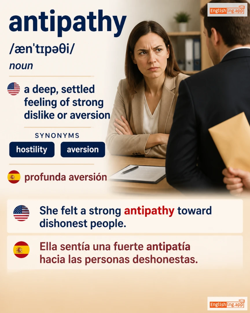 Antipathy: English vocabulary meaning and example