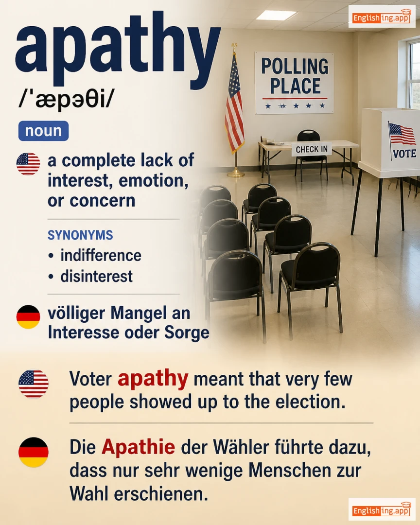 Apathy: English vocabulary meaning and example