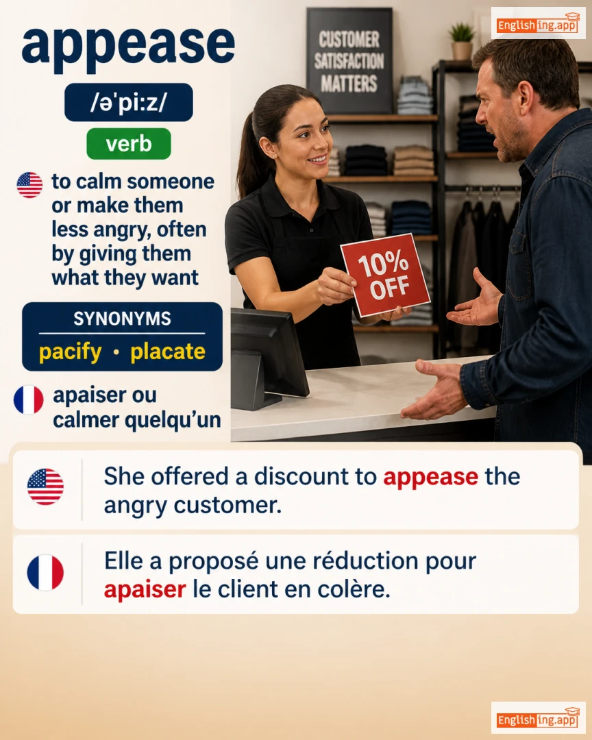 Appease: English vocabulary meaning and example