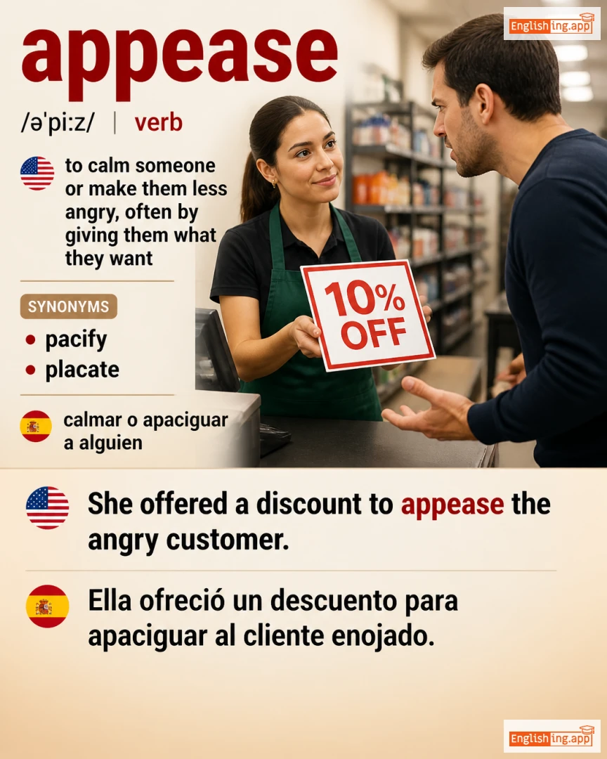 Appease: English vocabulary meaning and example
