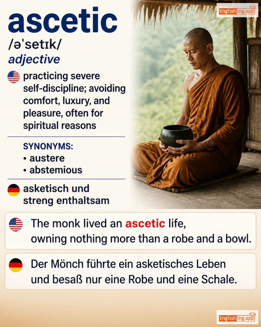 Ascetic: English vocabulary meaning and example