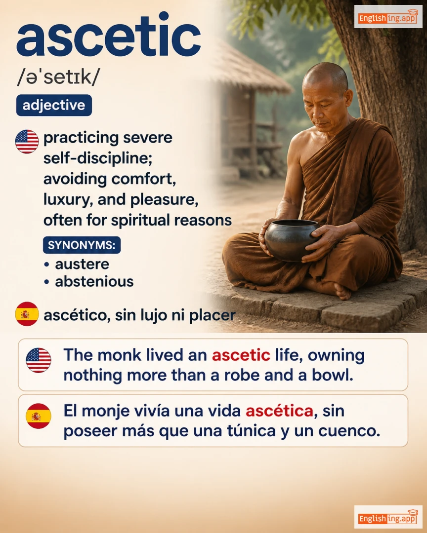 Ascetic: English vocabulary meaning and example