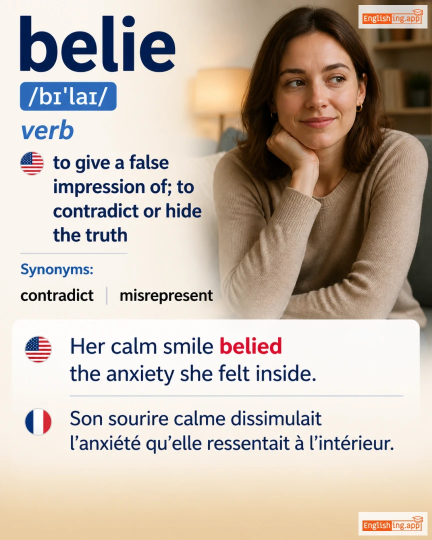 Belie: English vocabulary meaning and example