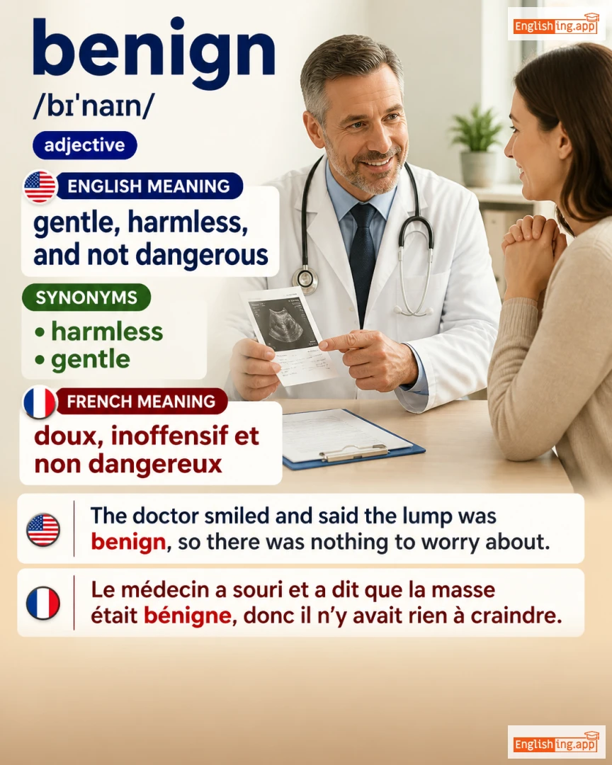 Benign: English vocabulary meaning and example