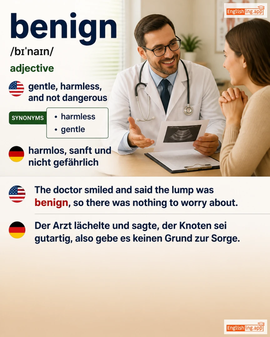 Benign: English vocabulary meaning and example