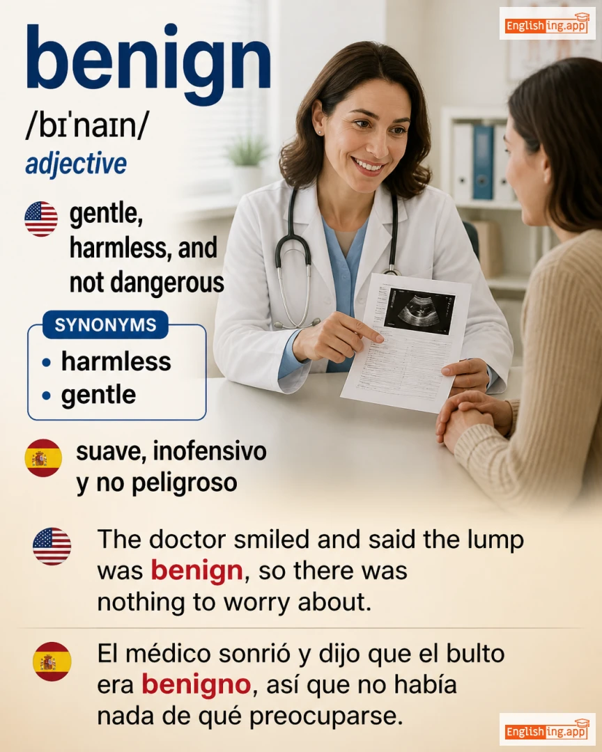 Benign: English vocabulary meaning and example