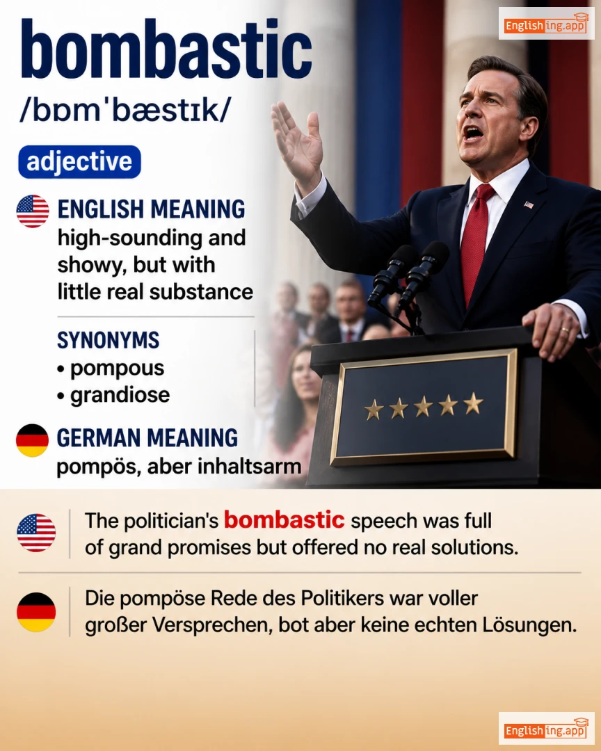 Bombastic: English vocabulary meaning and example