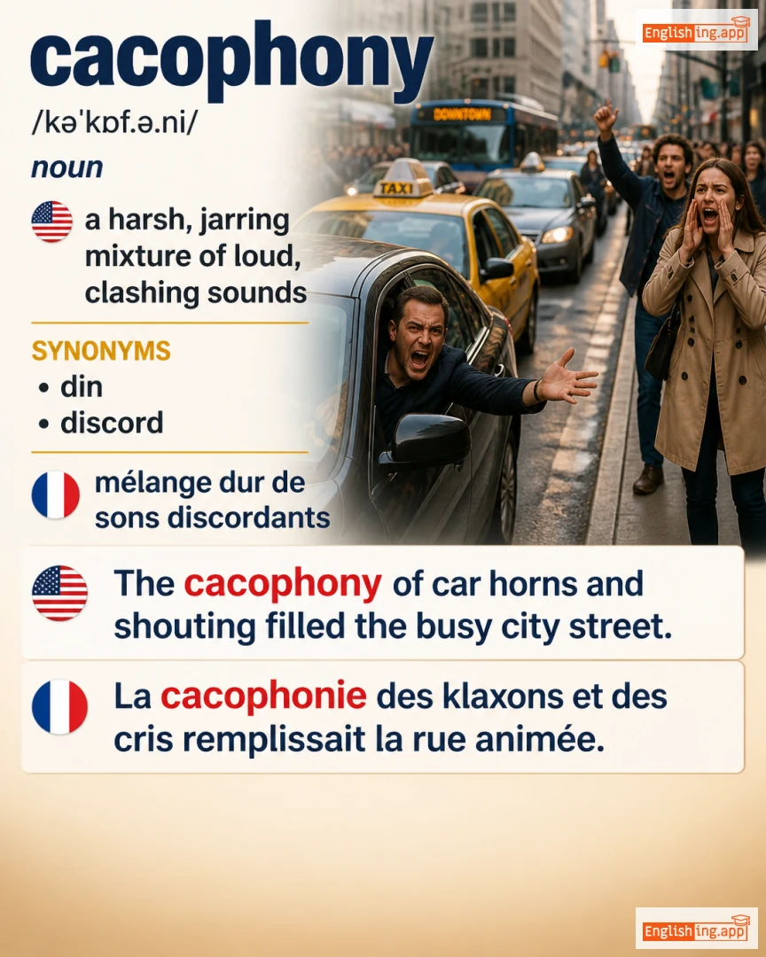Cacophony: English vocabulary meaning and example