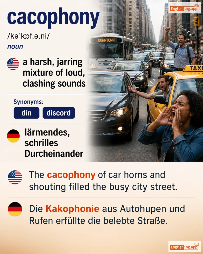 Cacophony: English vocabulary meaning and example