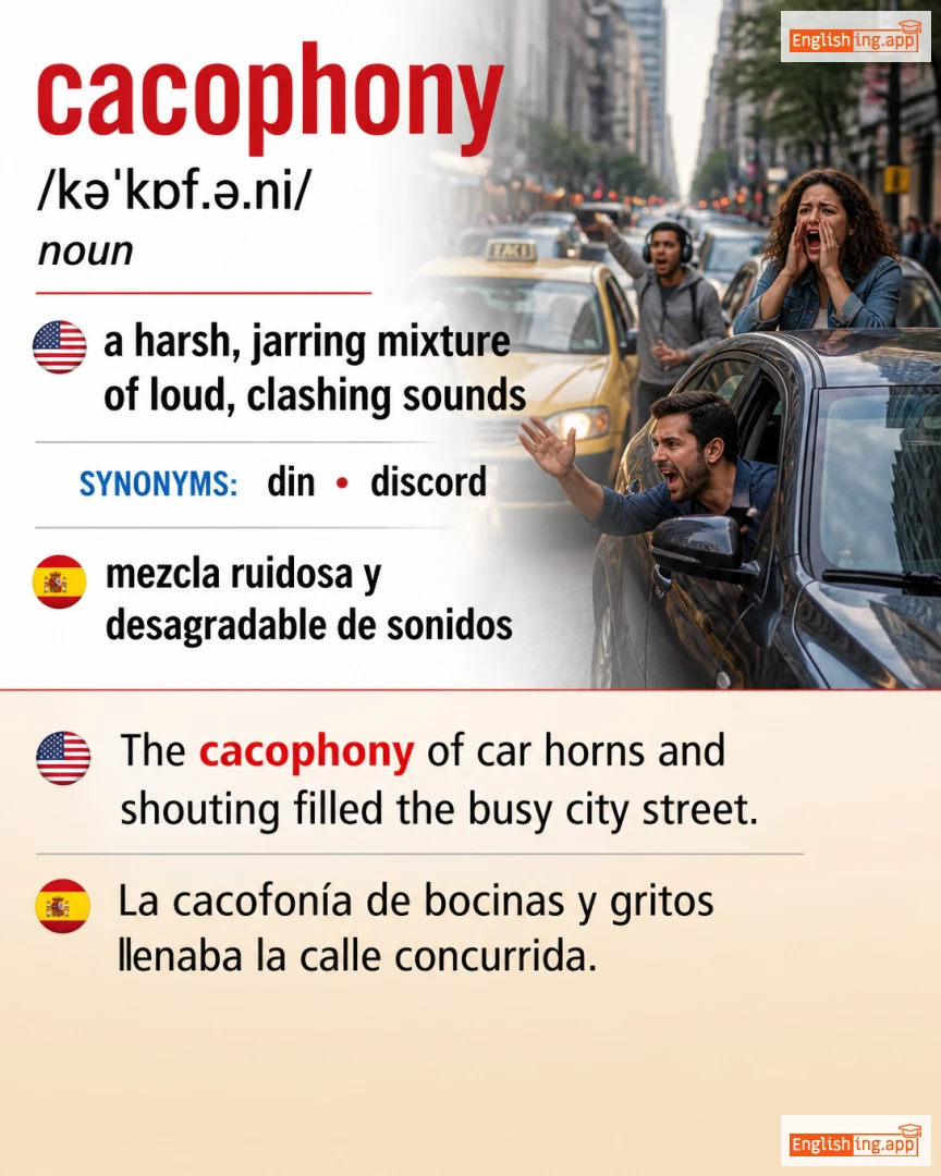 Cacophony: English vocabulary meaning and example