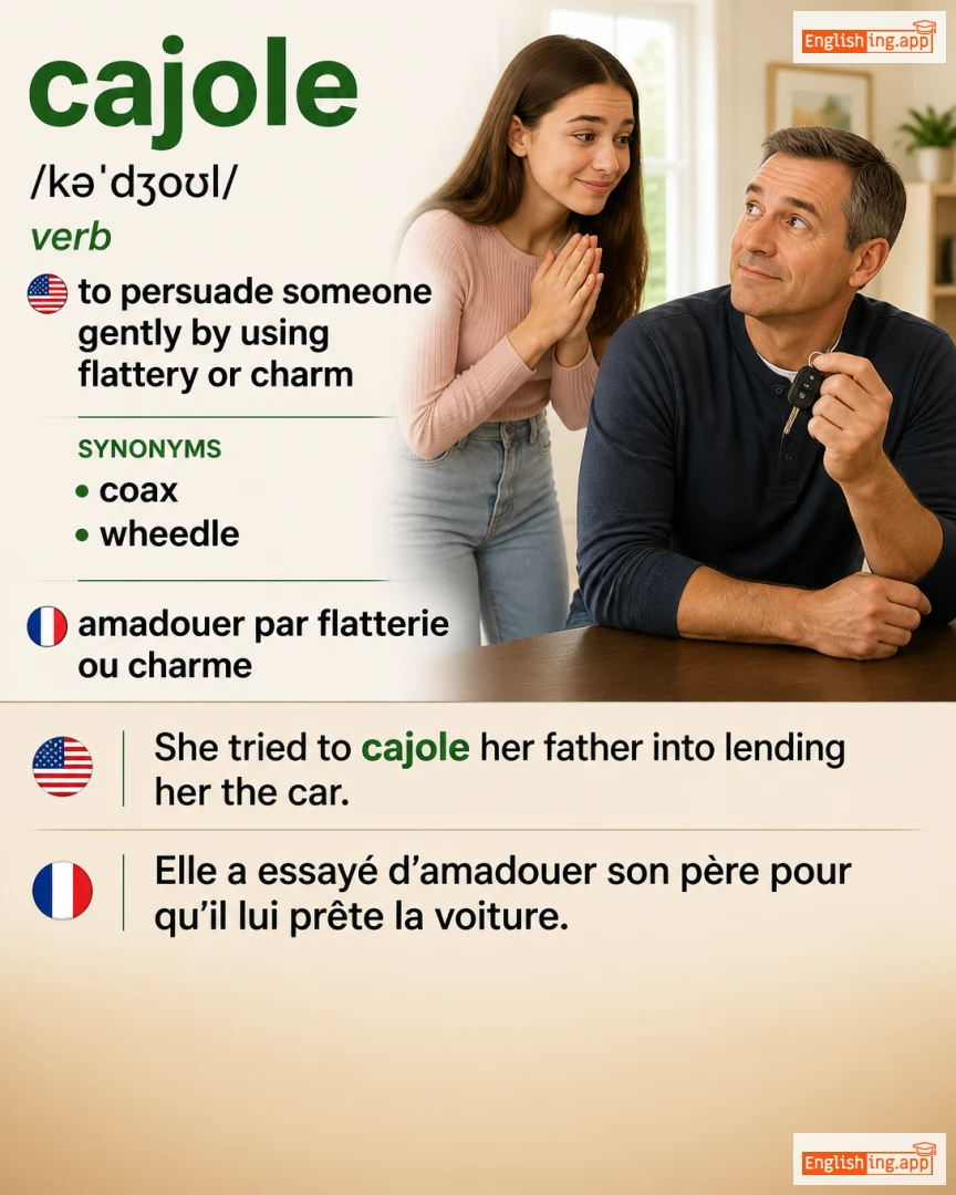 Cajole: English vocabulary meaning and example