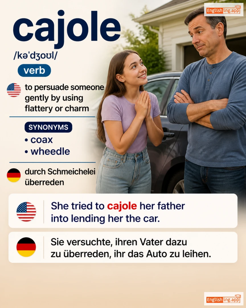 Cajole: English vocabulary meaning and example