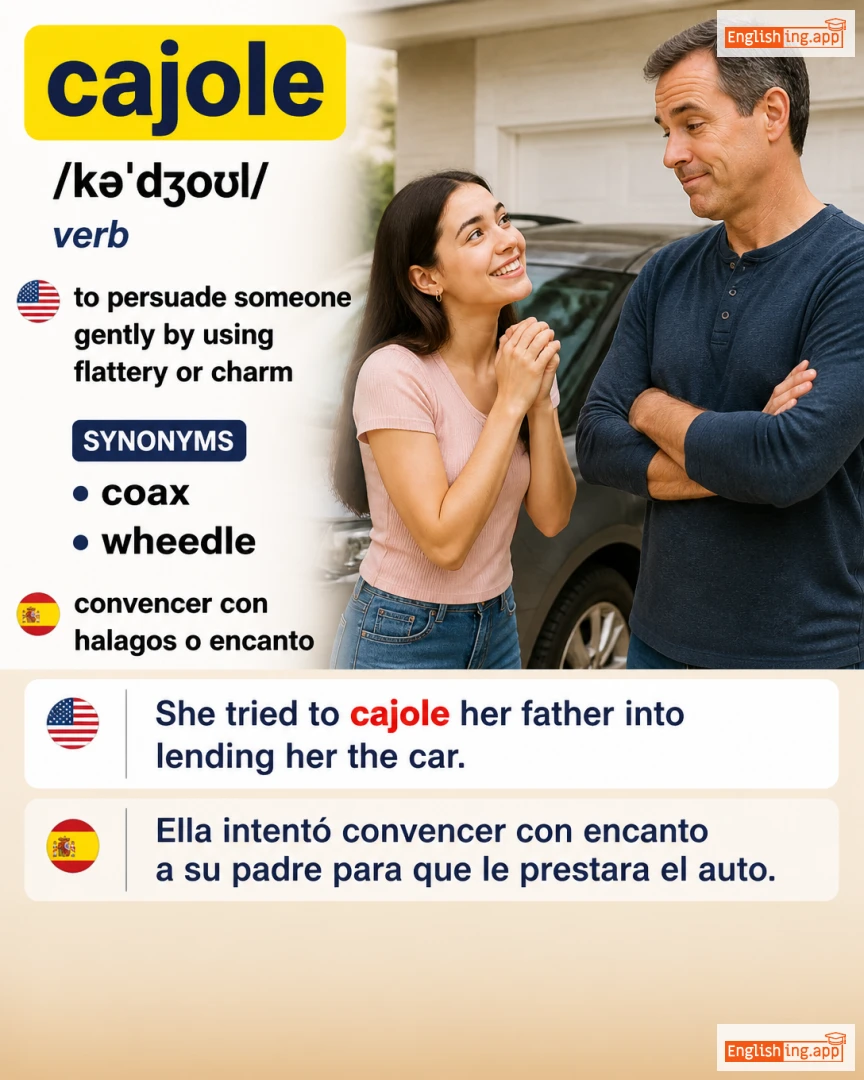 Cajole: English vocabulary meaning and example