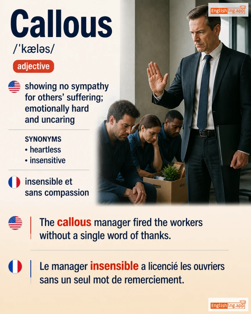 Callous: English vocabulary meaning and example