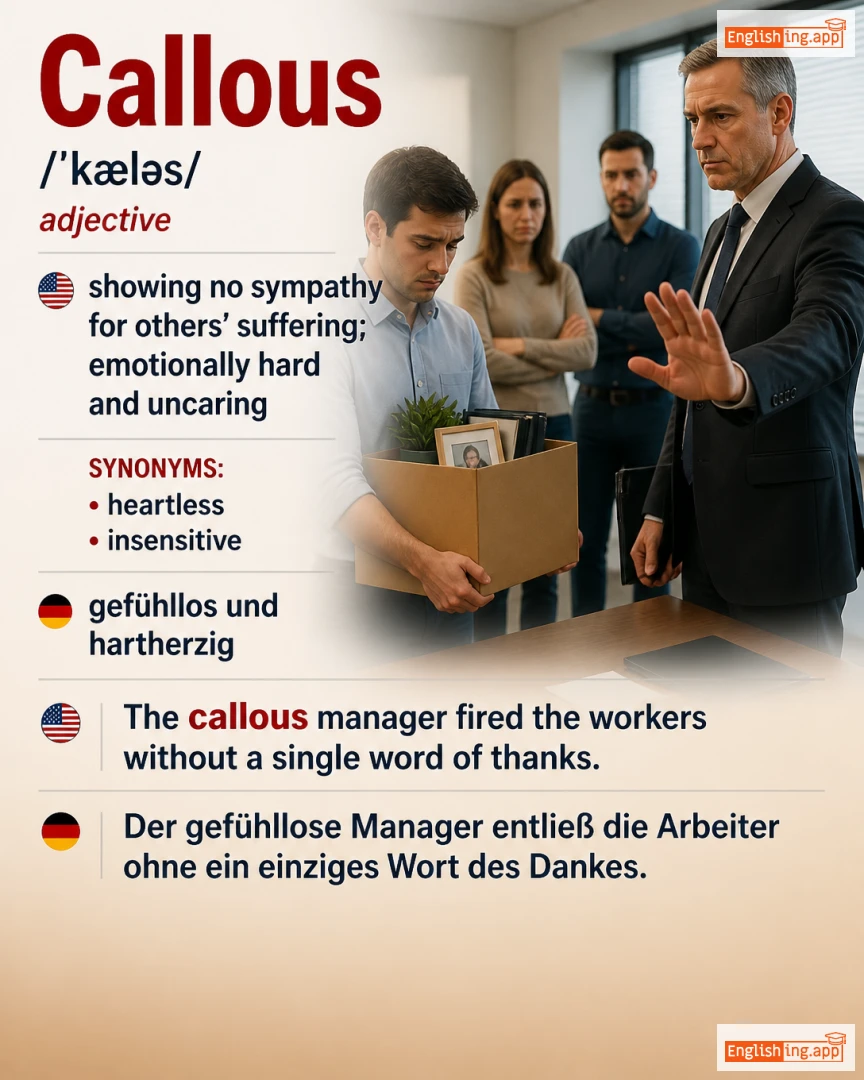 Callous: English vocabulary meaning and example