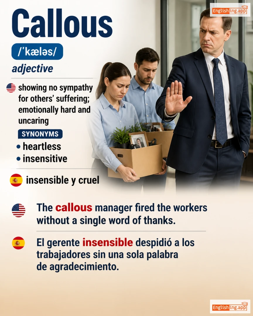 Callous: English vocabulary meaning and example