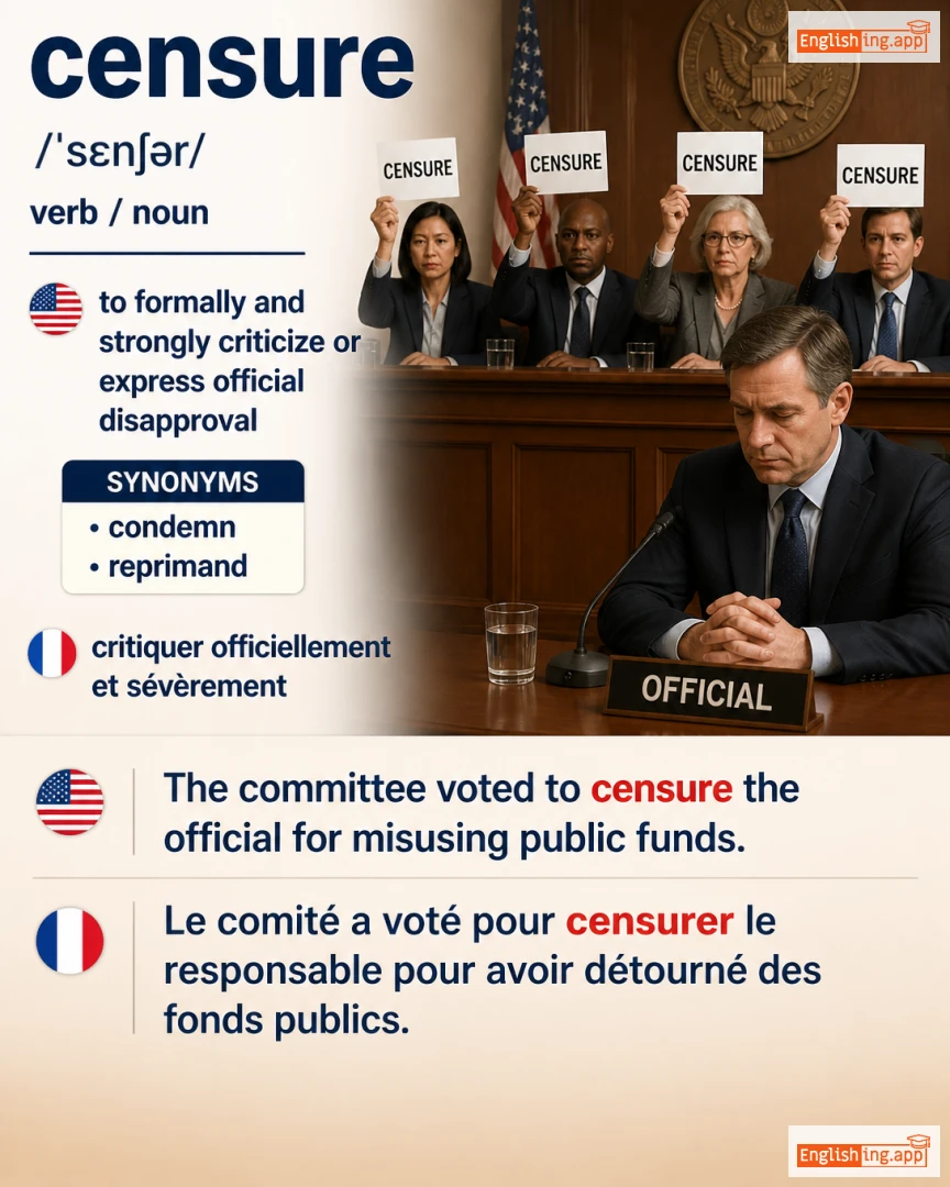 Censure: English vocabulary meaning and example