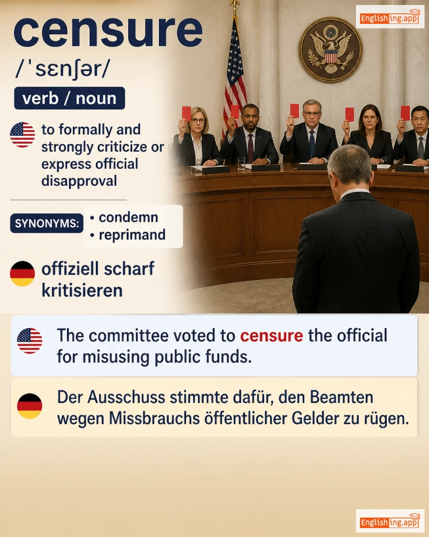 Censure: English vocabulary meaning and example