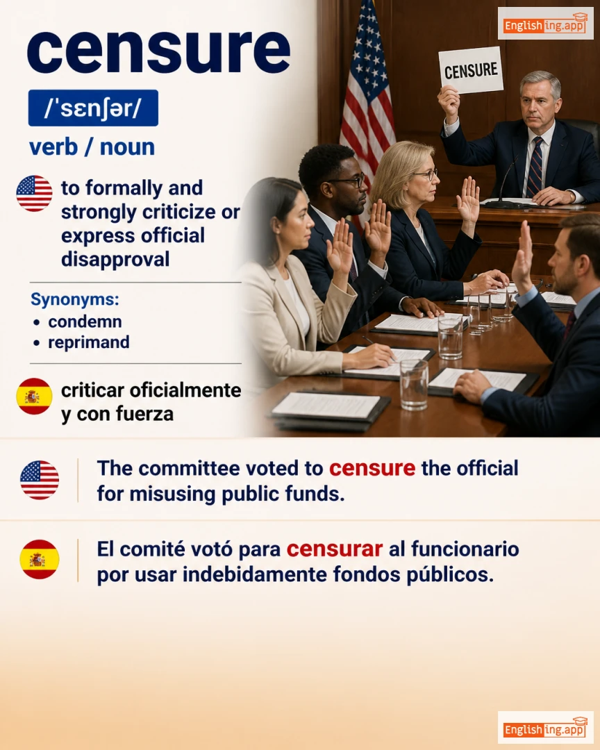 Censure: English vocabulary meaning and example