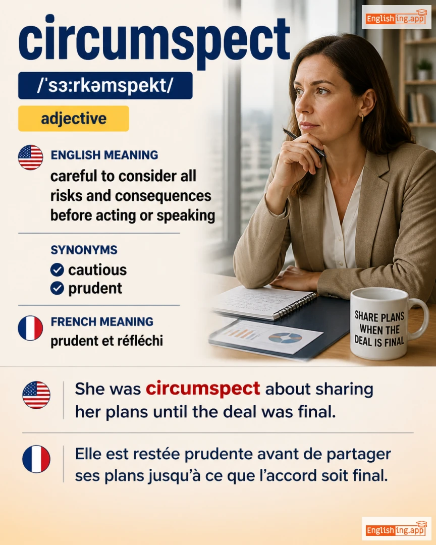 Circumspect: English vocabulary meaning and example