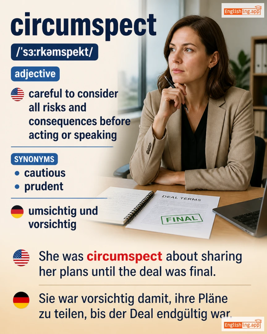 Circumspect: English vocabulary meaning and example