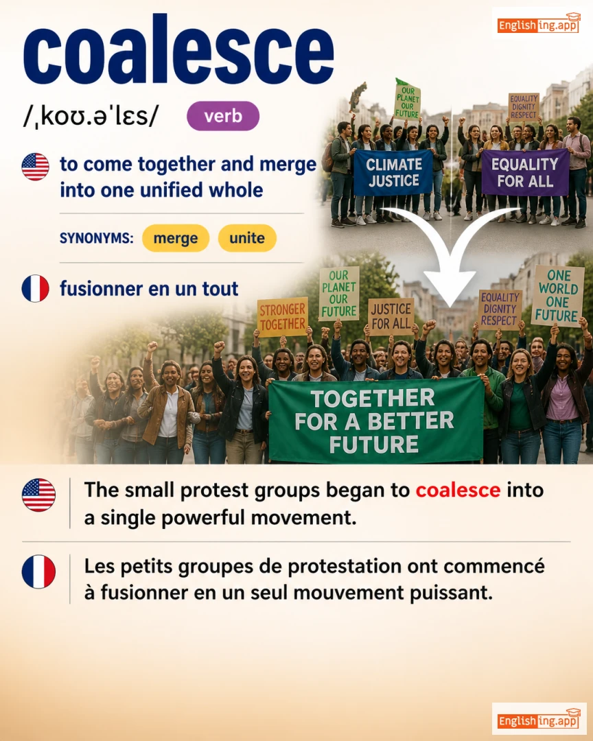 Coalesce: English vocabulary meaning and example