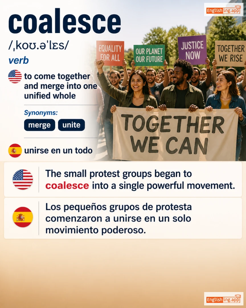 Coalesce: English vocabulary meaning and example