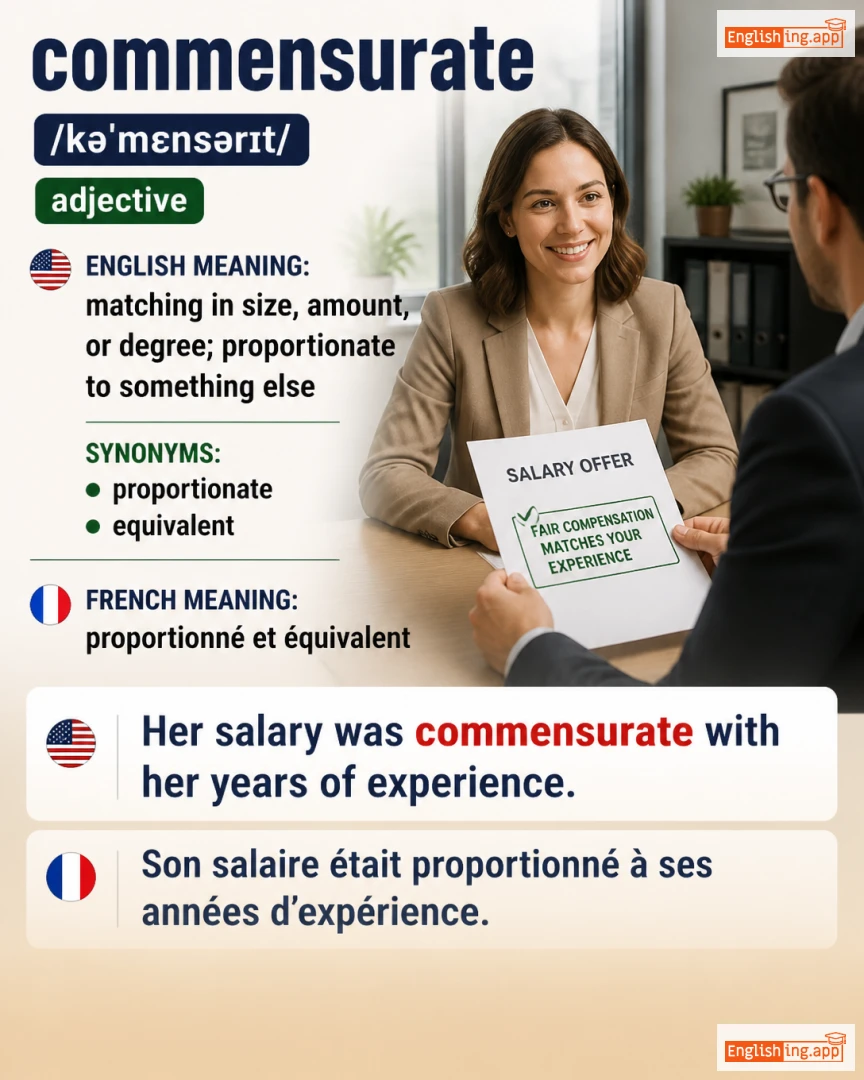 Commensurate: English vocabulary meaning and example
