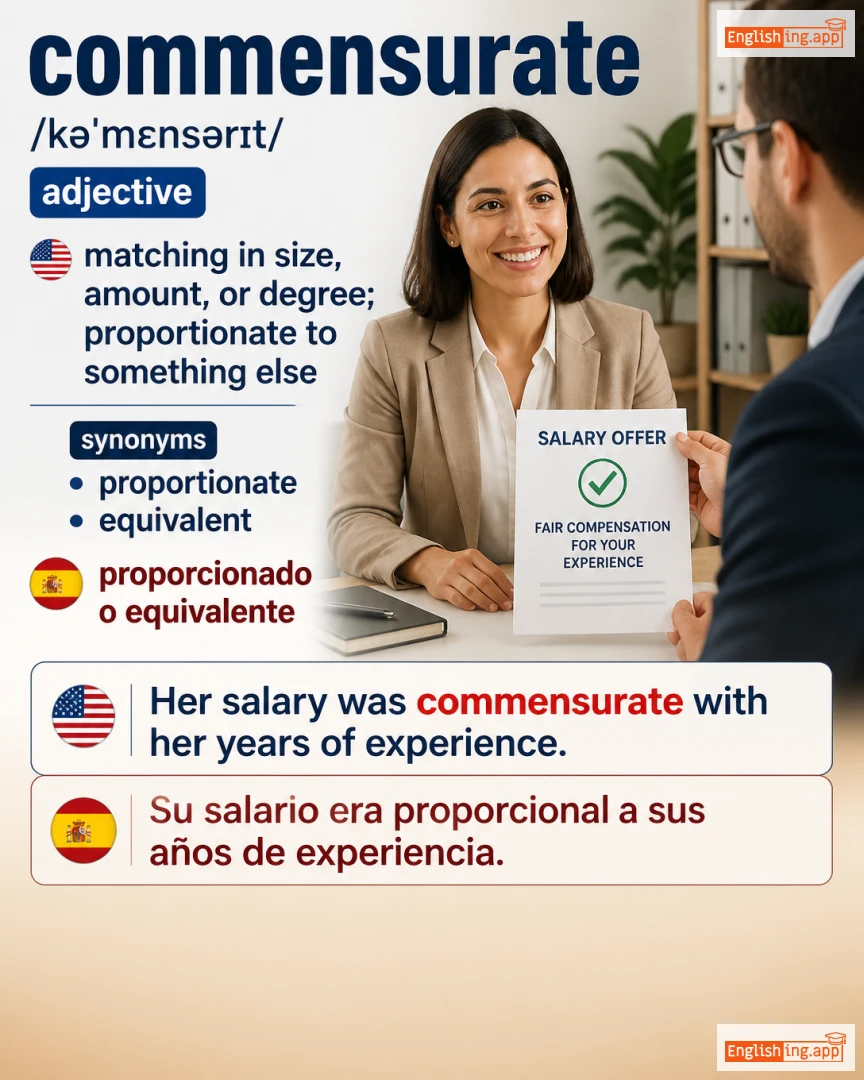 Commensurate: English vocabulary meaning and example