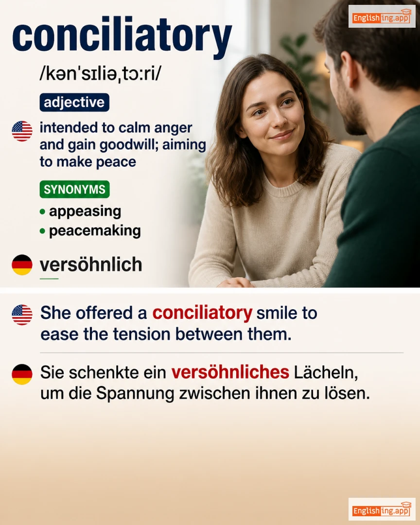 Conciliatory: English vocabulary meaning and example