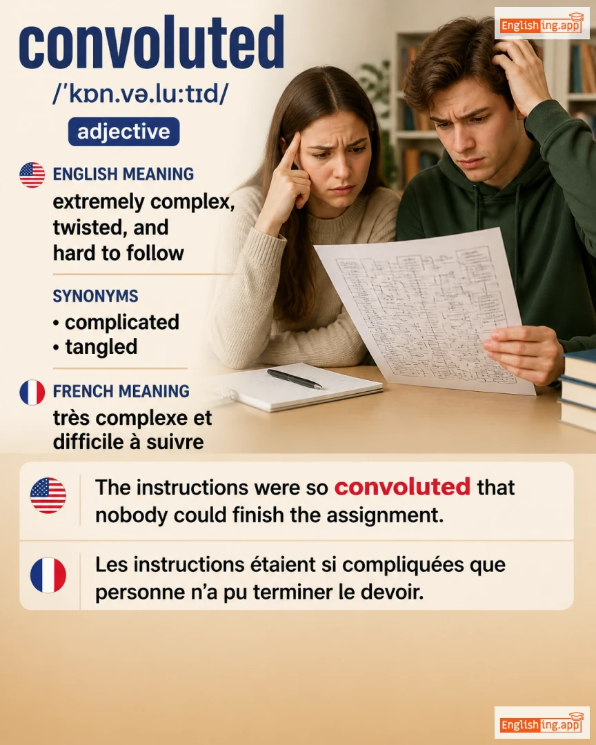 Convoluted: English vocabulary meaning and example