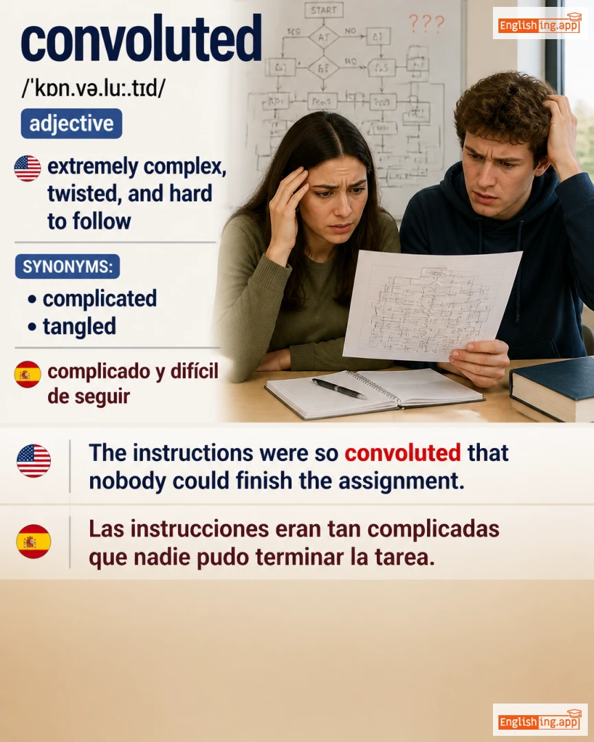 Convoluted: English vocabulary meaning and example
