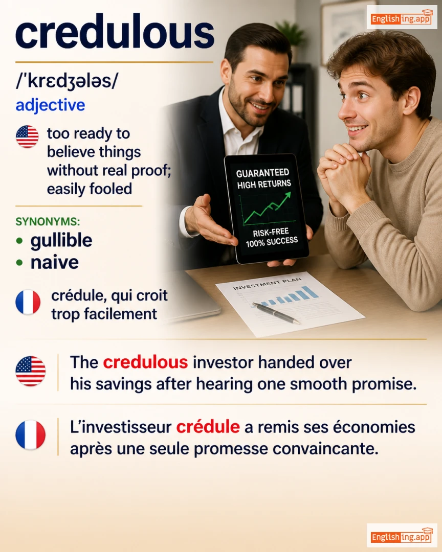 Credulous: English vocabulary meaning and example