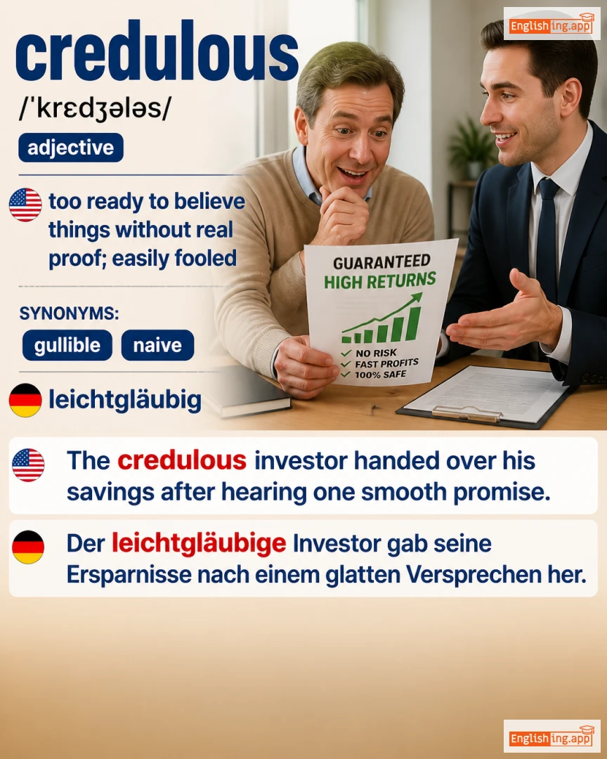 Credulous: English vocabulary meaning and example