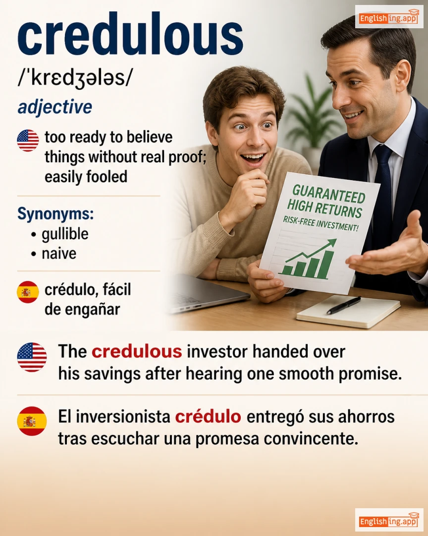 Credulous: English vocabulary meaning and example