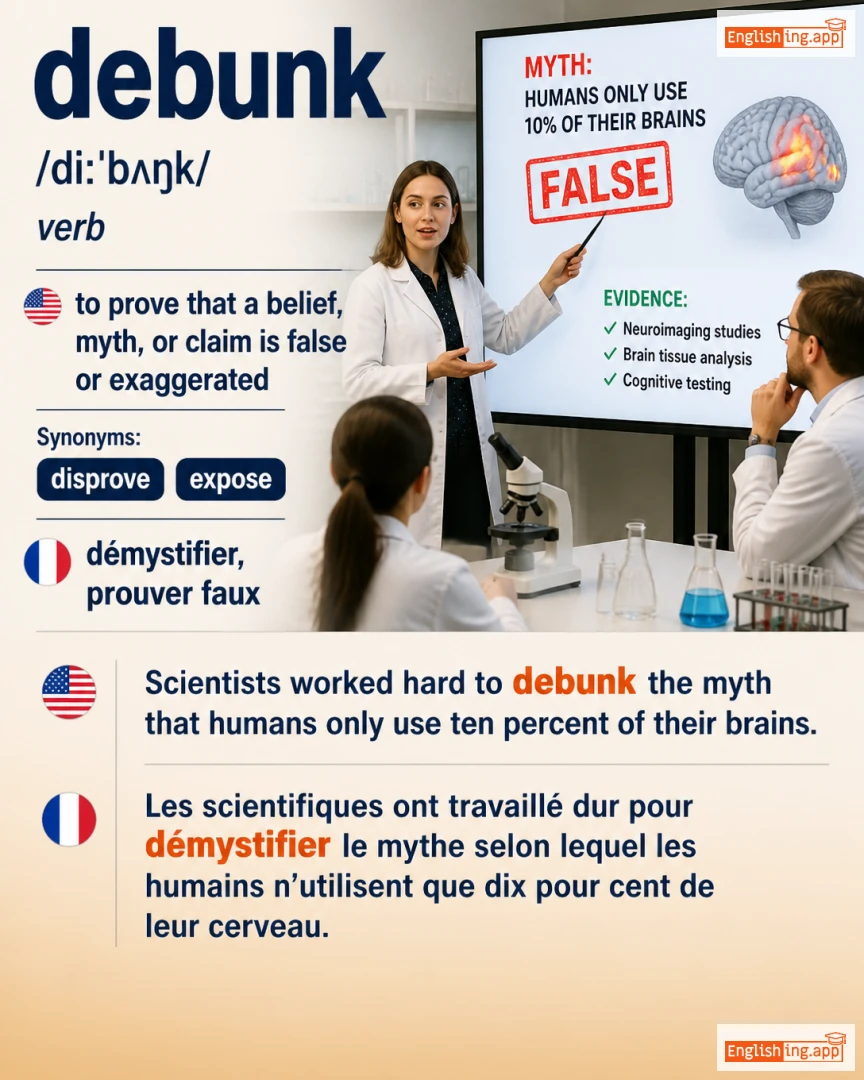 Debunk: English vocabulary meaning and example