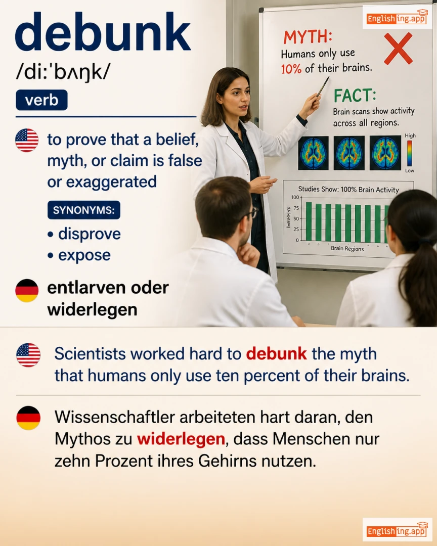 Debunk: English vocabulary meaning and example