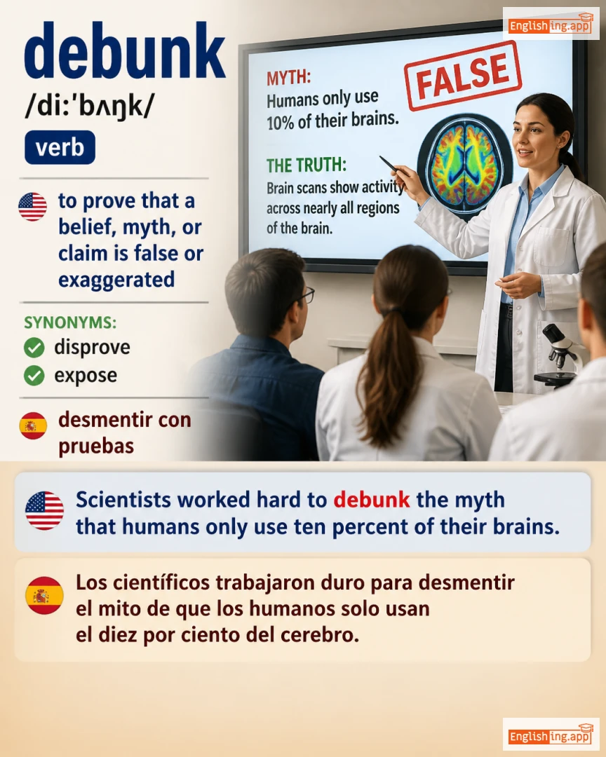 Debunk: English vocabulary meaning and example