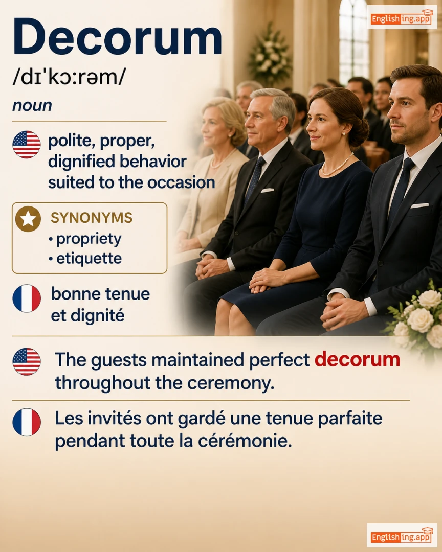 Decorum: English vocabulary meaning and example